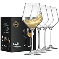 JoyJolt Layla White Wine Glasses, Set of 4 Italian Wine Glasses, 13.5 oz Clear Wine Glasses