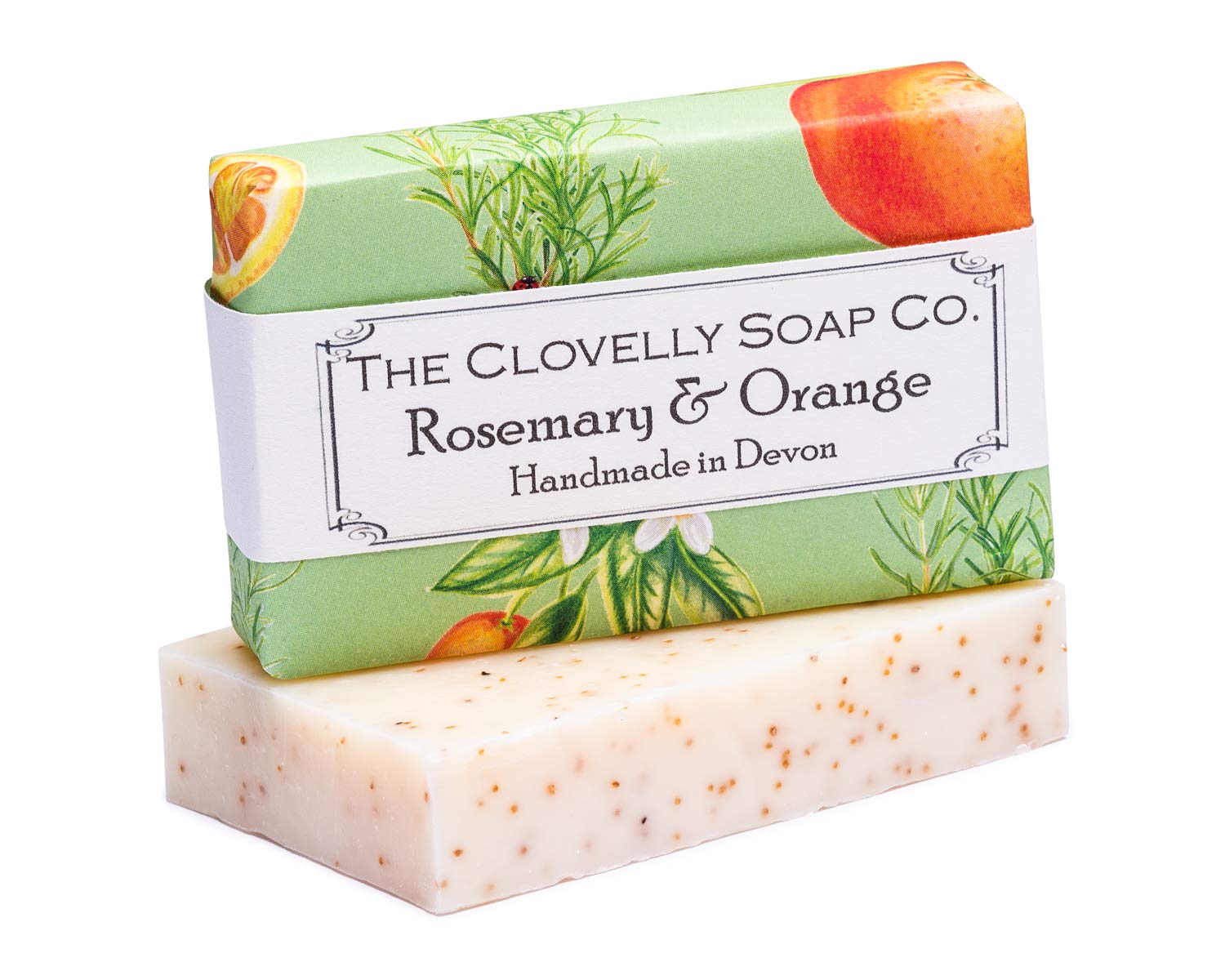 Clovelly Soap Co Natural Handmade Exfoliating Soap Bar with Rosemary & Orange for all Skin Types 100g