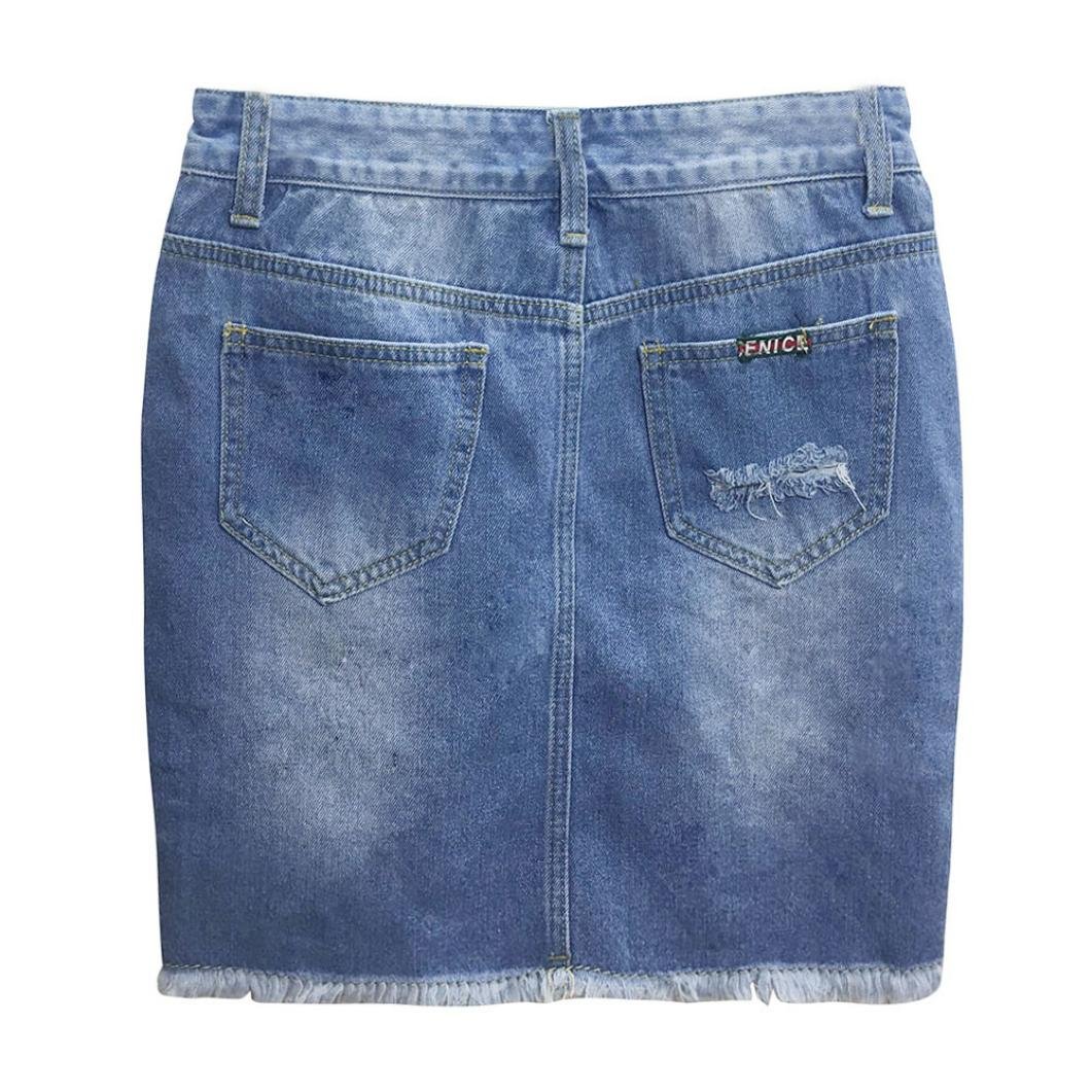 Italily Donne Blu Casuale Jeans Gonna,Made Minigonna di Jeans Minigonna di Jeans Denim Alta qualit/&agrave; Anteriore personalit/&agrave; Gonna Jeans Buco Estate Pulsante Mini Vintage Gonna