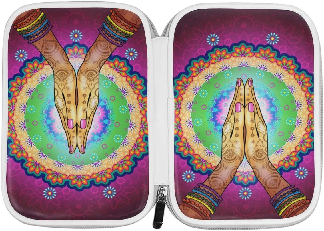 ISAOA Large Capacity Multifunction Pencil Case for School,Namaste Mandala Sturdy Stationery Pencil Pouch Cosmetic Bag Case for Pen Makeup Brush Notebook - Image 5