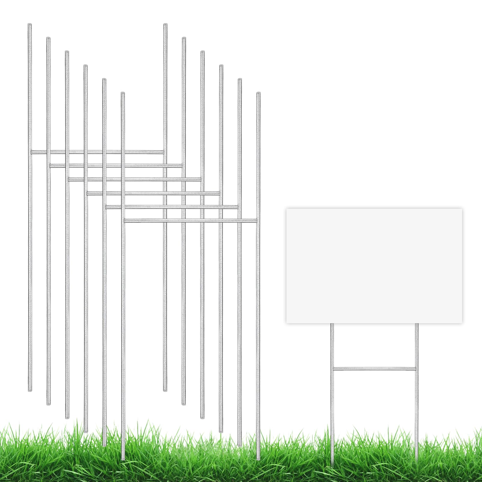 Photo 1 of GUGEMEI 6 Pack Yard Sign Stakes Metal, 17X8 INCH Yard Sign Holder for Outdoor Decor, H Frame Stakes for Yard Signs for 4/5/6 mm Corrugated Plastic Sign, Estate Garage Sales, Lawn Sign, Halloween