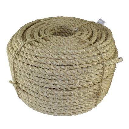 Twisted Sisal Rope (1/2 inch) - SGT KNOTS - All Natural Fibers - Moisture/Weather Resistant - Marine, Decor, Projects, Cat Scratching Post, Tie-Downs, Wicker Chair, Indoor/Outdoor (10 feet)