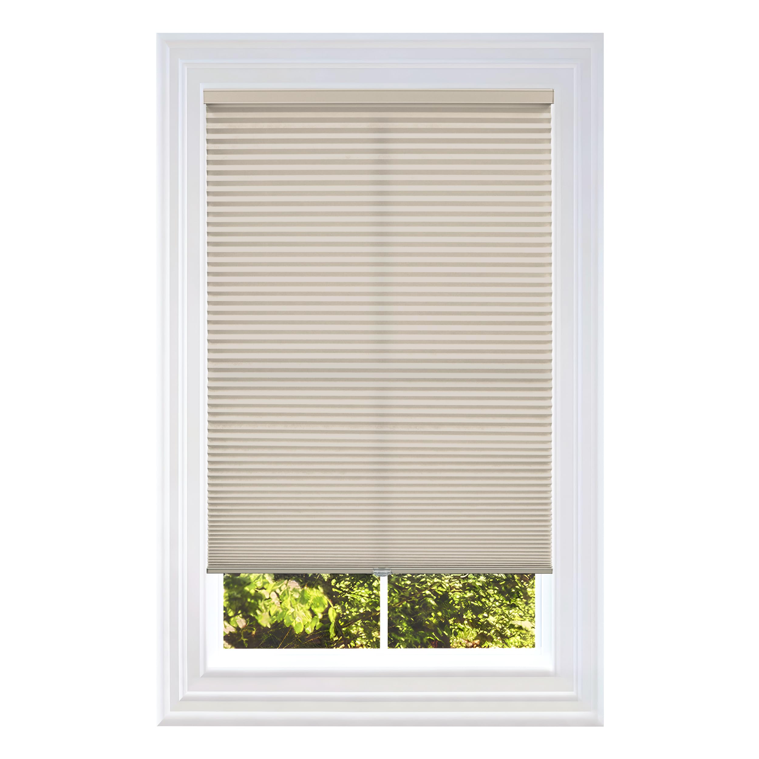 BlindsAvenue Cellular Honeycomb Cordless Polyester Shade, 9/16" Pleat-Size Single Cell Fabric, Light Filtering, Color: Fawn, Customize to Widths Between 48"-72" Wide Image