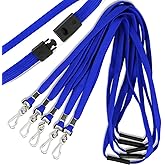 Safety Breakaway Lanyard with J-Hook Flat Lanyards for ID Badges Cruise Lanyard Bulk Preimum Lanyards for Women/Men Business Card NameTag Holder Lanyards Employee Students (Blue, Breakaway 50 Pack)
