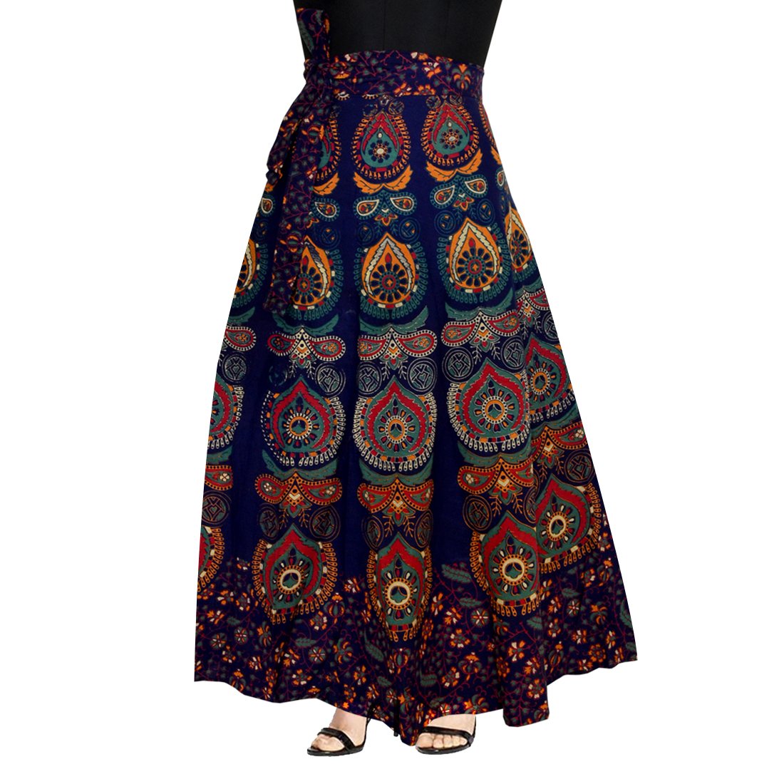 jwf jaipuri rajsthani full long cotton skirt for women (multi-colour, free size)