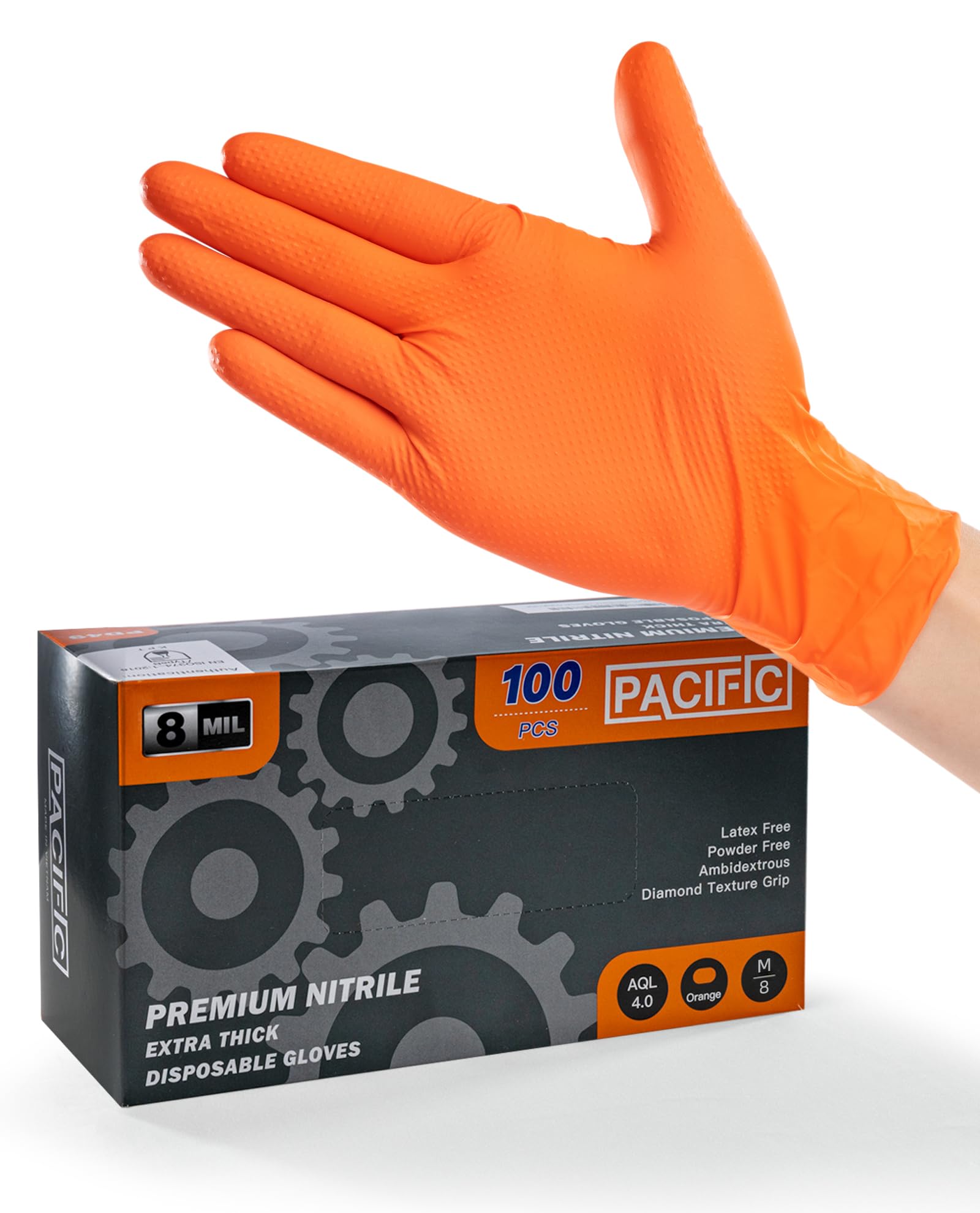 JBM Guanti Arancioni In Nitrile, SP. 7,0 Mil, Taglia:XL (90