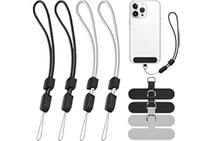 takyu Phone Lanyard Wrist Strap, Adjustable Wristlet Strap for Around The Hand With Tether Tabs Compatible for iPhone Android Smartphones-4PCS Black Grey