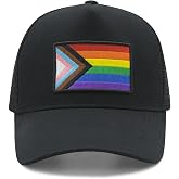 Waldeal Gay Pride Trucker Hat, Embroidered Rainbow Heart Hat, Adjustable Unisex LGBT Cap for Men Women