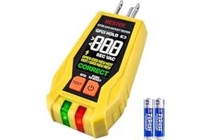 MESTEK GFCI Outlet Tester with Colour LCD Display, Electric Voltage Tester for Standard 3-Wire 120V AC Electrical Receptacles, Socket Checker Plug Tester, Detects Common Wiring Problems