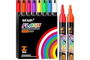 SFAIH Liquid Chalk Markers Erasable - 8 Vibrant Chalkboard Markers for Chalkboards, Windows, Glass, Signs, Dust Free Chalk Pens for Kids & Adults - 4.5mm Reversible Bullet & Chisel Tips, Non-Toxic