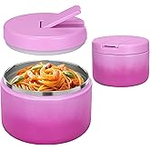 Pawtong 12oz Insulated Vacuum Food Jar with Buckle Lid Wide Mouth Soup Thermo for Hot Food Kids Leakproof Stainless Steel Lunch Container (Gradient Purple, 12OZ)