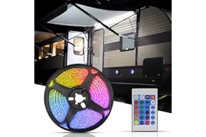 CCBASEBALL RV Awning Lights, 16.4FT Waterproof Camper Awning Lights with Remote Control, 12v Multicolor Rv Led Light Strip Outdoor Lighting for Motorhome Travel,Travel Trailers, Camper, Food Trucks
