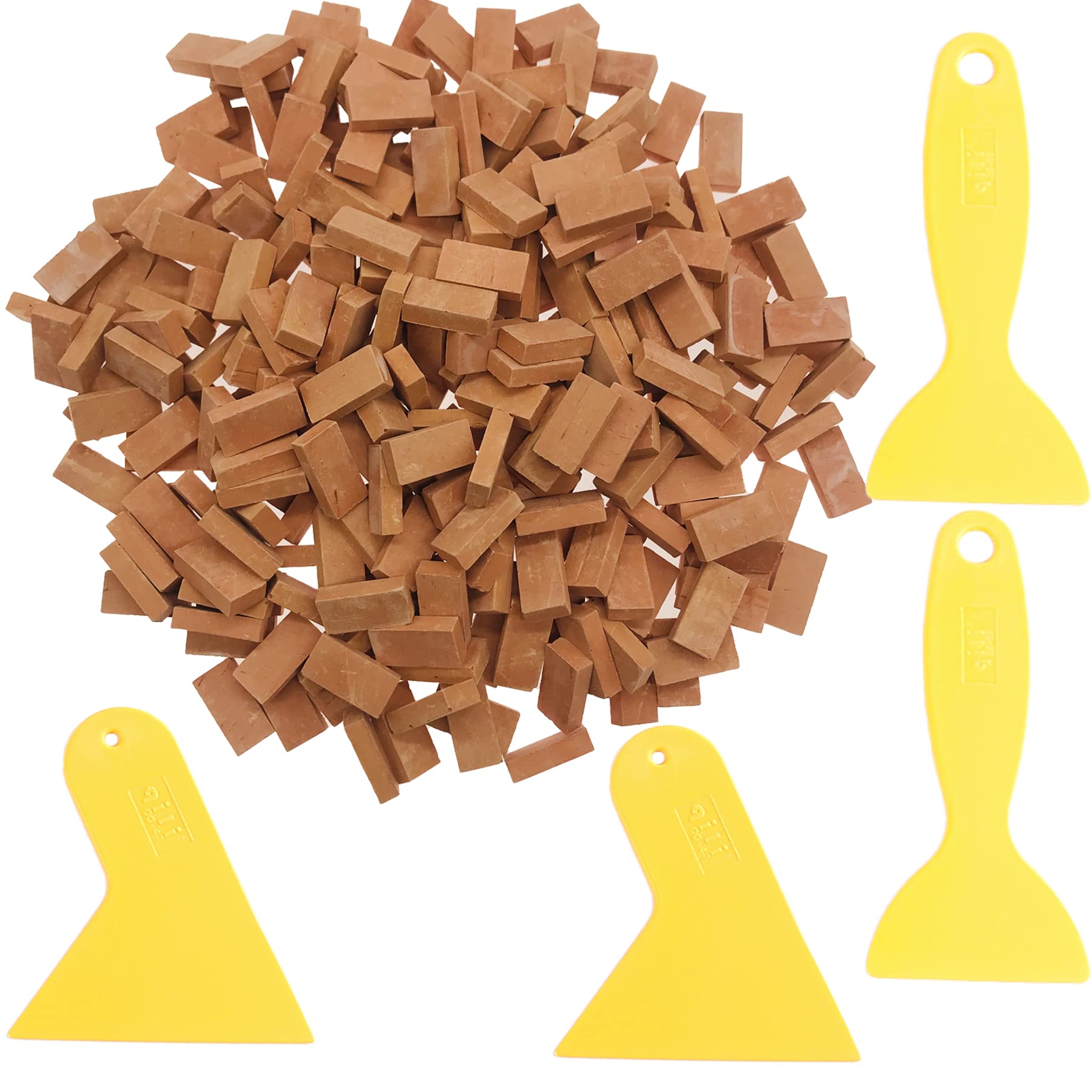Cayway 400 PCS Mini Red Wall Bricks, Mini Bricks Tiny Bricks with Scraper for Landscaping, Miniature Bricks Fake Bricks for Mini Garden Accessories Diorama Fairy