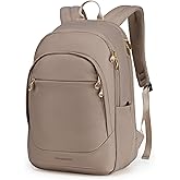 LIGHT FLIGHT Travel Laptop Backpack Women, 17.3 Inch Laptop Backpack with USB Charging Hole, Water Resistant College Bookbag, Black Computer Backpacks for Work, champagne