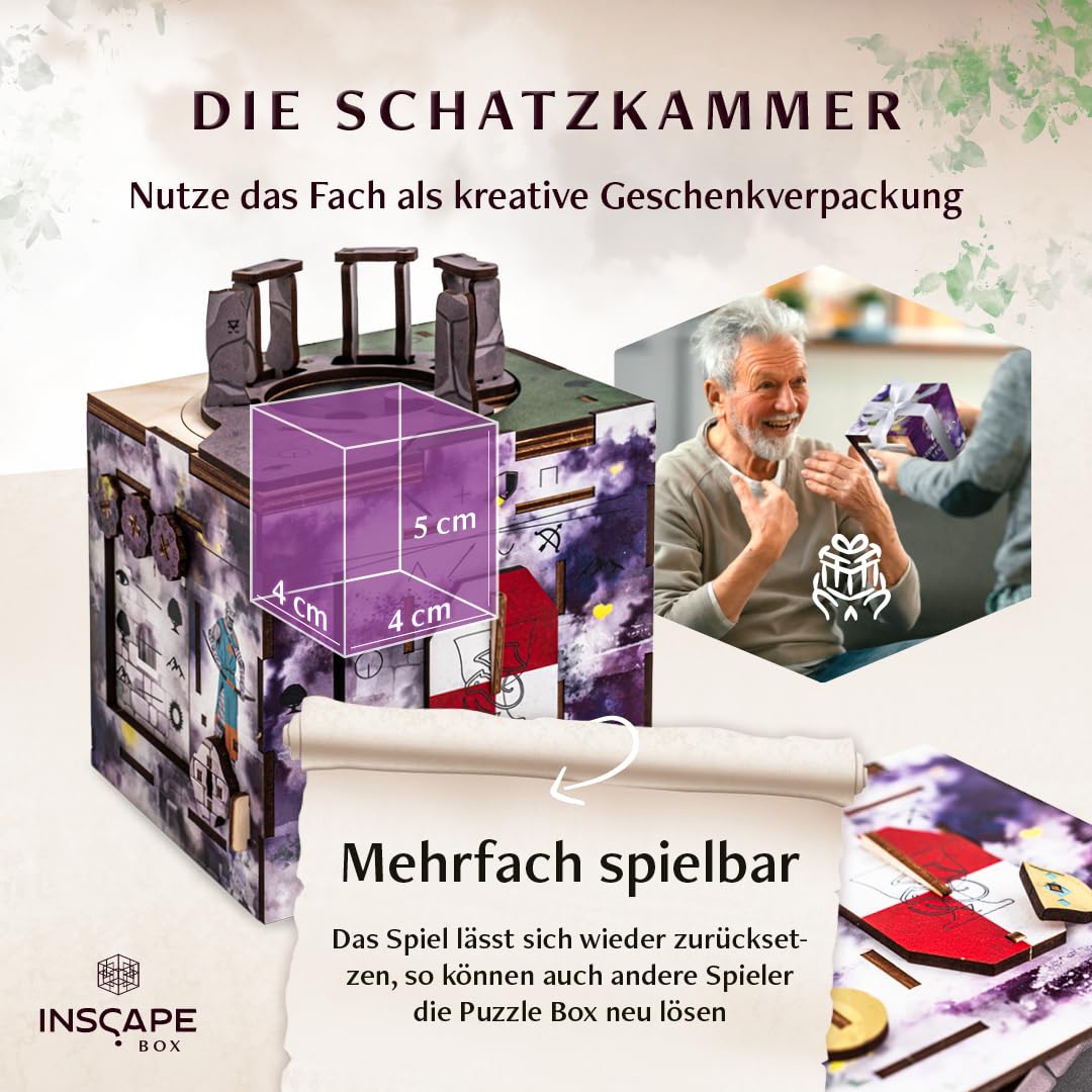 INSCAPE Cluebox Stonehenge´s Legacy interaktives 3D Holzpuzzle mit geheimen Mechanismen - Erlebe das Escape Room Spiel– Ideal für Rätselfans und Erwachsene - Rätselbox - Puzzle Box - Geschenk 4