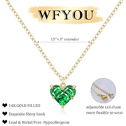 WFYOU Gold Heart Necklace for Women Dainty Tiny 14k