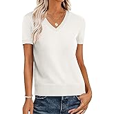 ANRABESS Women Wool Blend Sweater Summer 2026 Short Sleeve V Neck Pullover Top Business Casual Outfit Beach Vacation Clothes