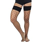 ToBeInStyle Women's Diamond Large and Fine Fence Net Fishnet Nylon Thigh High
