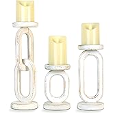 Wood Candle Holders for Pillar Candles Rustic Pillar Candlestick Stands Set of 3