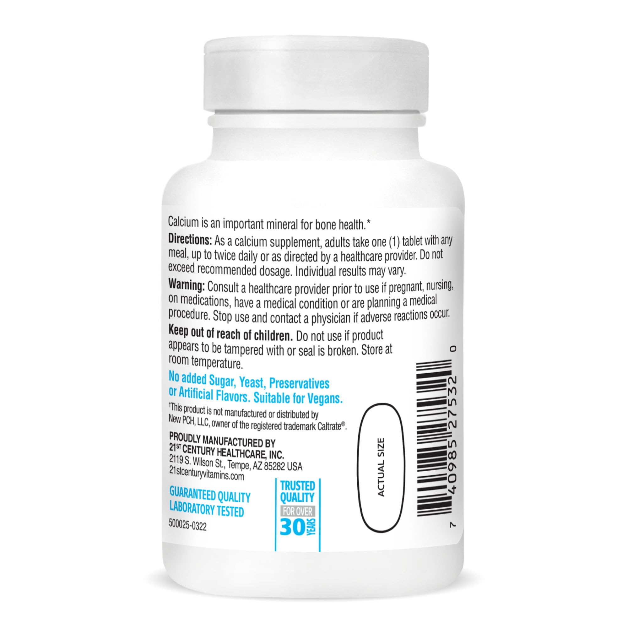 21st Century Calcium Supplement, 600 mg, 75 Count
