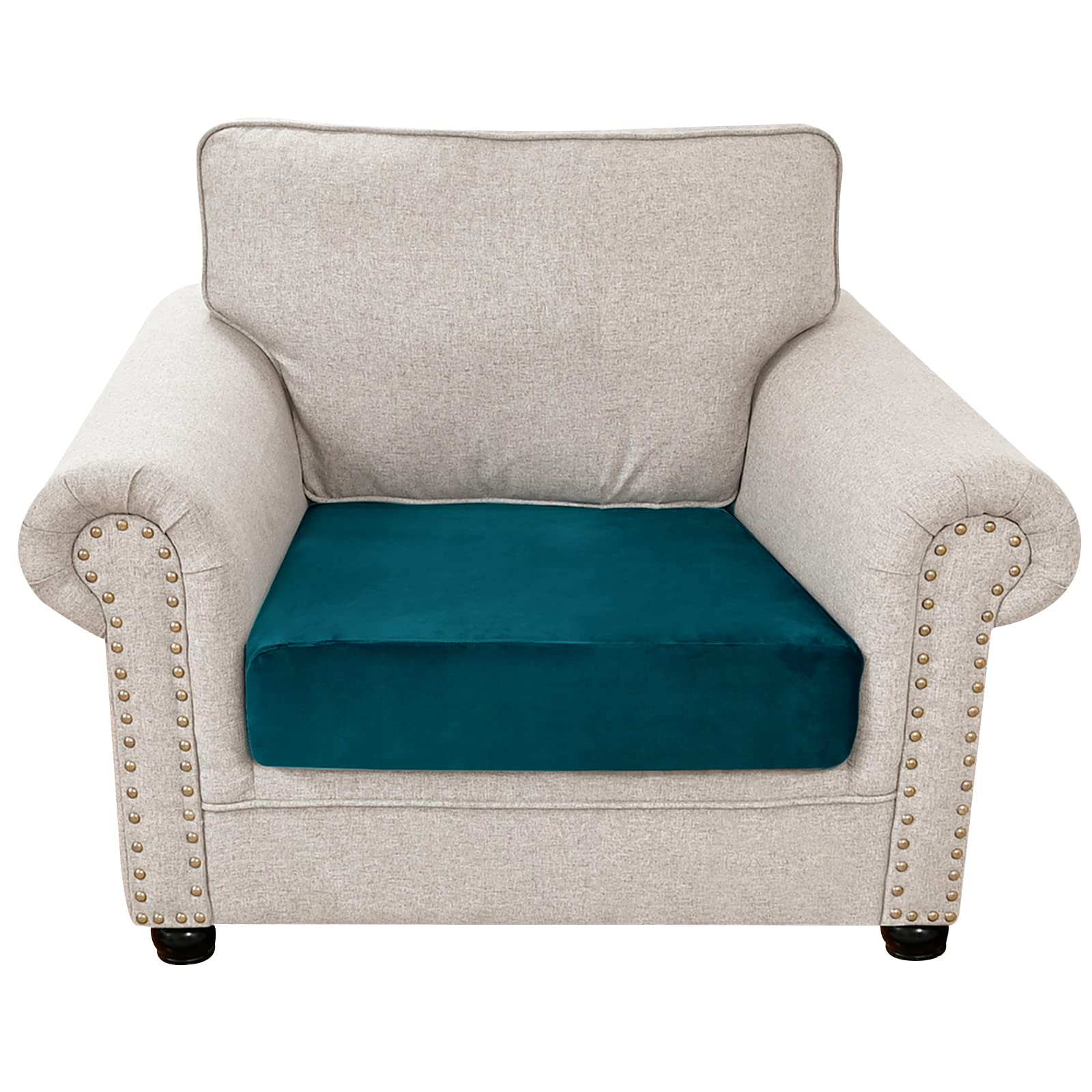 Qelus Velvet Sofa Seat Cushion Cover, 1/2/3/4 Seaters L-Shaped Couch Seat Slipcover, Furniture Protector Cover Separated (Blue,1 Seater)