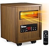 DR. INFRARED HEATER DR-123 Indoor Portable Space Heater with Remote Control, 1500W Dual Heating, 4 Wheels for Mobility, Programmable Timer, Thermostat, Ultra Quiet, Coffee