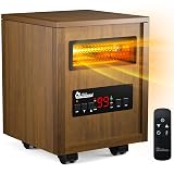 DR. INFRARED HEATER DR-123 Indoor Portable Space Heater with Remote Control, 1500W Dual Heating, 4 Wheels for Mobility, Programmable Timer, Thermostat, Ultra Quiet, Coffee