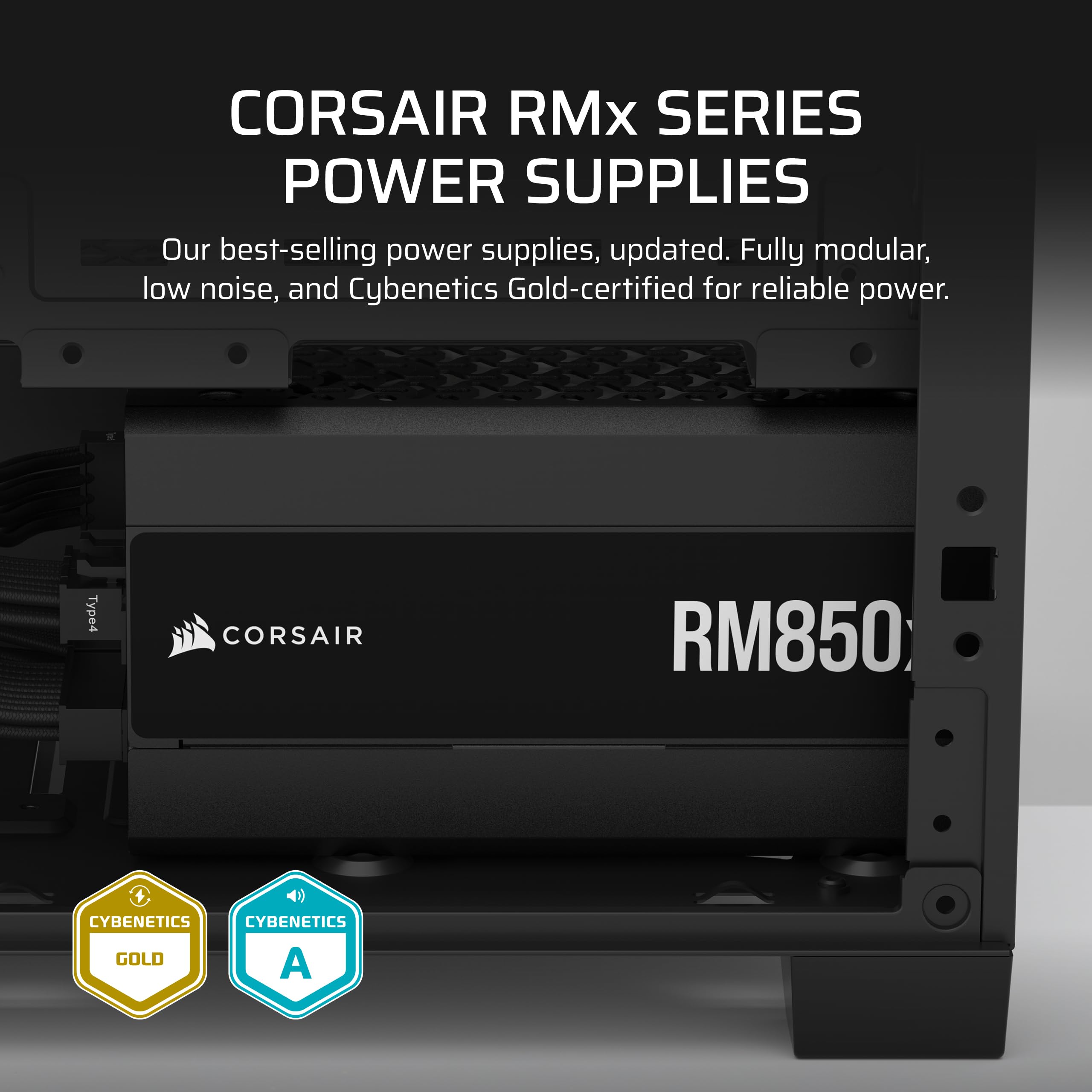 CORSAIR RM850x Fully Modular Low-Noise ATX Power Supply – ATX 3.1 Compliant – PCIe 5.1 Support – Cybenetics Gold Efficiency – Native 12V-2x6 Connector – Black