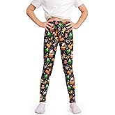 IIMMER Little Girls Christmas Xmas Printed Ugly Elastic Waistband Legging Holiday Slim Pant Black 5-6 Years