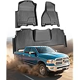 Car Floor Mats for Dodge Ram Mega Cab Only: 2010-2018 All-Weather Truck Accessories for 4th Ram Mega Cab 2500/3500 HD Liners, Front & Rear Waterproof Anti-Slip Full Set Truck Mats