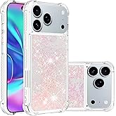 COTDINFOR Compatible with iPhone 17 Pro Case Glitter Sparkle Cute Liquid Clear Flowing Quicksand Shockproof TPU Protective Girly Women Phone Case for iPhone 17 Pro 6.3" Star Pink YB