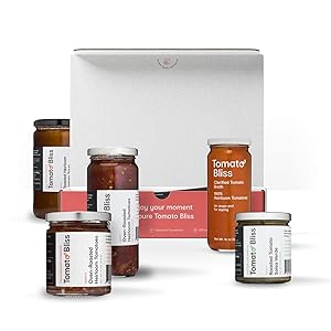 Gourmet Food Gift Box: Oven-Roasted Heirloom Tomatoes, Tomato Salsa Verde, Roasted Tomato Soup and Clarified Tomato Broth – Gifts for Foodies, Gifts for Chefs, Gifts for Cooks - Tomato Bliss.
