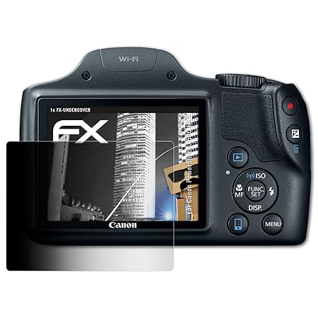 atFoliX Blickschutzfilter für Canon PowerShot SX530 HS Blickschutzfolie, 4-Wege Sichtschutz FX Schutzfolie