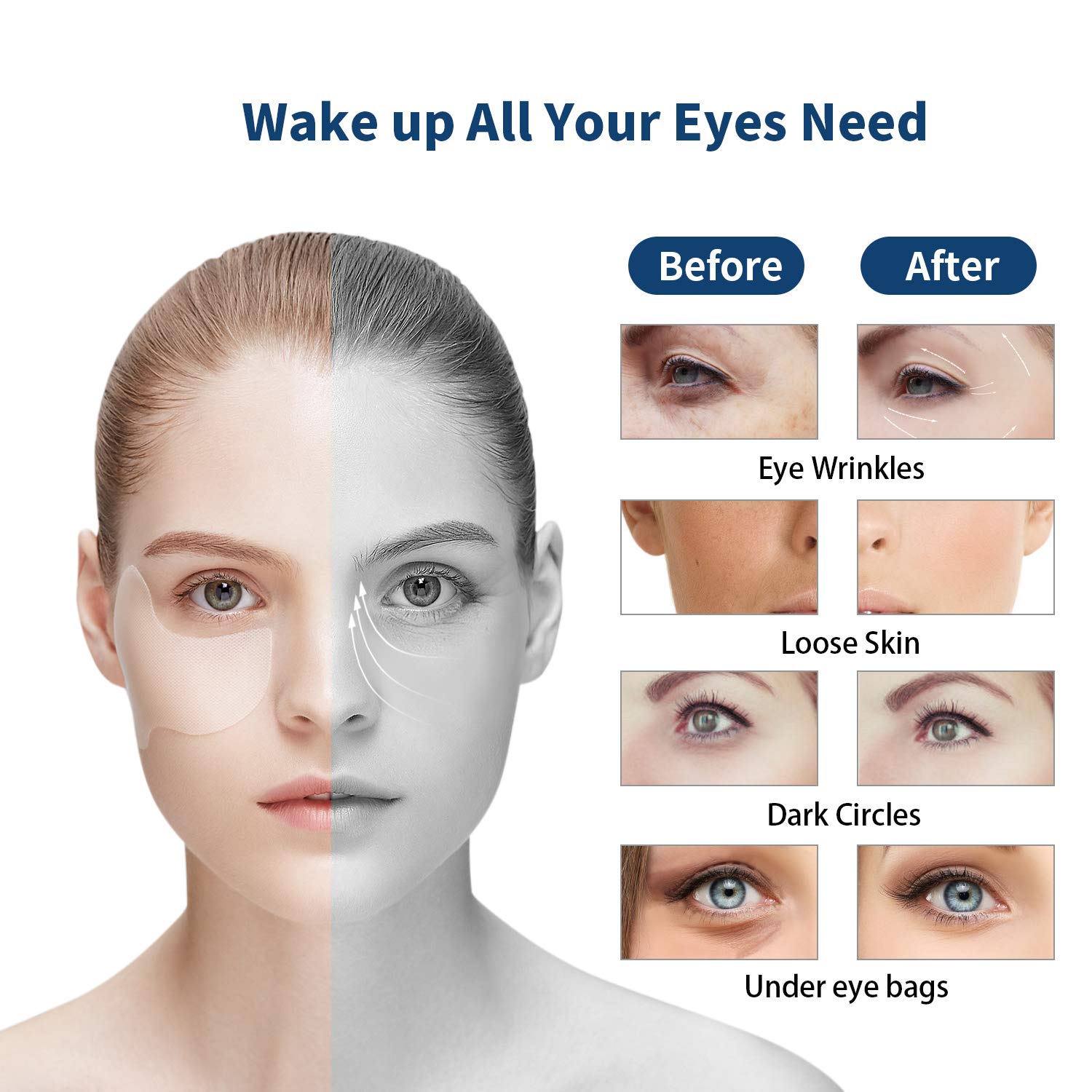 Collagen Under Eye Treatment Mask, Patches, Pads with Hyaluronic Acid Eye Serum for Under Eye Bags, Puffy Eyes, Dark Circles, Fine Lines & Wrinkles, Dryness | Supper Hydrating | Anti Aging & Wrinkling