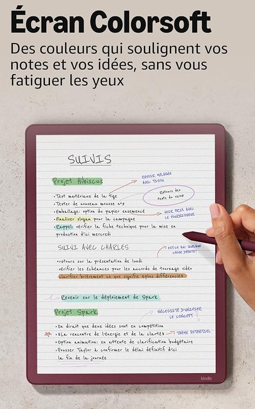 Kindle Scribe Colorsoft 32 Go (nouvelle génération) : écran couleur 11" effet papier, éclairage avant ; fin, léger, puissant ; écrivez dans le carnet, les documents et les livres (graphite)
