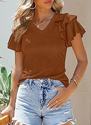 SHEWIN Plus Size Tops for Women 2025 Ruffle Short