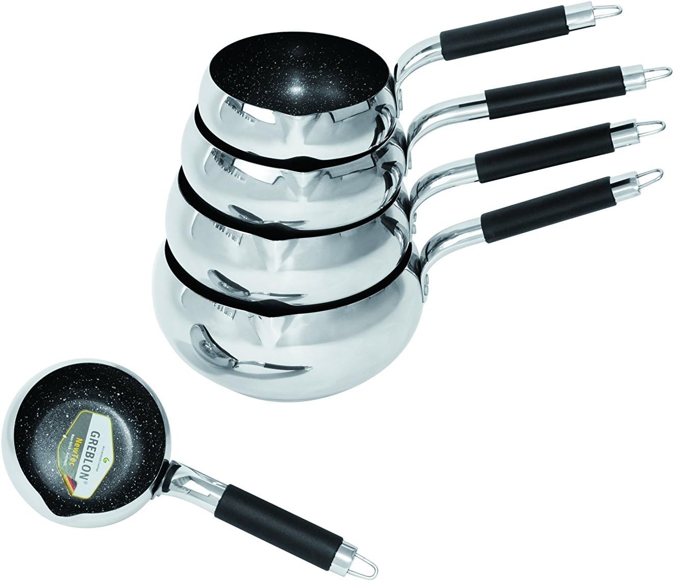 Non-Stick Stone Cookware Set 5 Pieces Black Handle