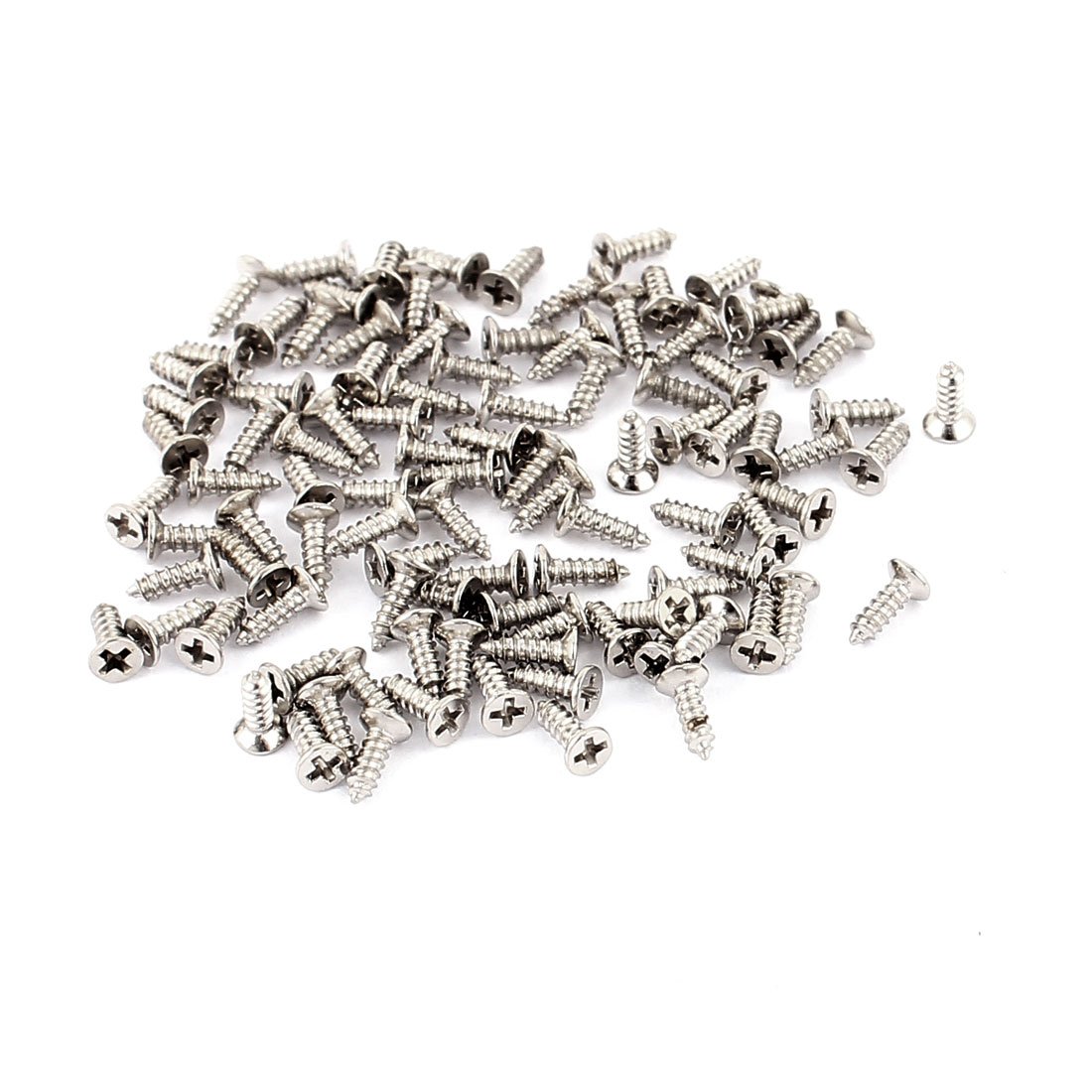 sourcing map 100 Pcs M1.2 X 4mm Stainless Steel Phillips Flat Head Self Tapping Screws Bolts