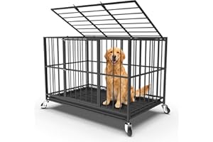 BLIGHTOR 48 in Heavy Duty Dog Crate for Large Dogs, Dog Kennel Indoor with Removable Tray and Lockable Wheels, Easy to Clean, XL Dog Cage for Large and Medium Dogs