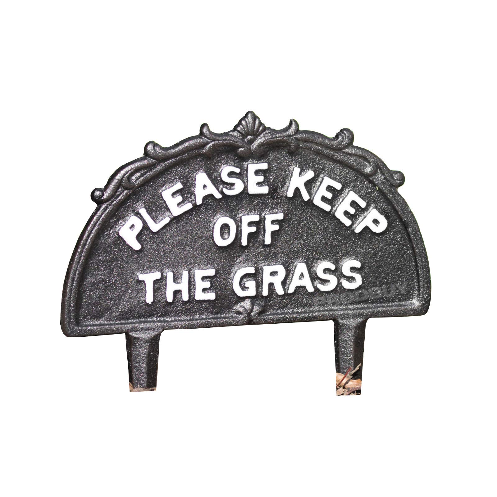 Prodbuy Vintage Cast Iron Please Keep Off The Grass Garden Sign