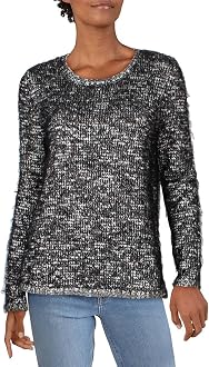Womens Metallic Eyelash Sweater 