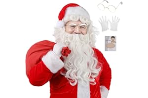 MUPUL Santa Beard and Wig Set Santa Claus Costume White Beard Wig Cosplay Christmas Wig Beard Accessories of Santa Claus Costume for Men Christmas Gift
