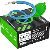 Syston Cable Technology Cat 6A+ Ethernet Network Cable, 750MHz 23AWG Solid Bare Copper Wire Outdoor/Indoor, No Ends 100/250/500/1000 Ft Available, Heat Resistant Riser Rated (100 FT, CMR, Blue-CMR)
