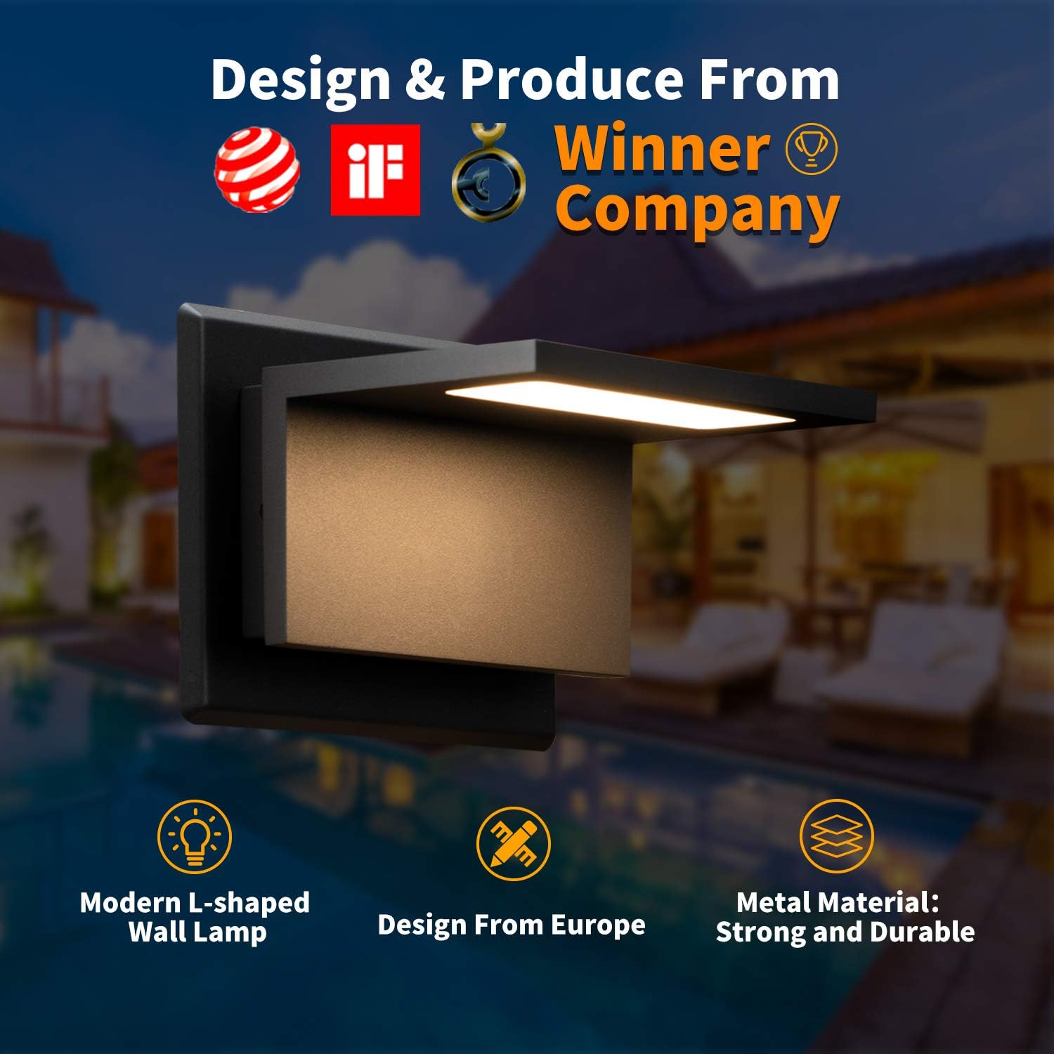 Inowel Outdoor Wall Sconce Exterior IP54 Waterproof LED Wall Light Fixture Kit Modern Wall Mount Lamp Lantern Anti-Rust Matte Dark Grey Finish Aluminum Light Body for Porch Entryway 10W 680Lm 3000K - - 
