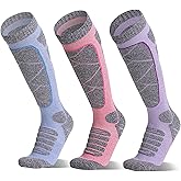 Tlingsd 3 Pairs Merino Wool Ski Socks for Womens Mens,Thermal Thermal Winter Warm Thick Knee High Socks for Skiing