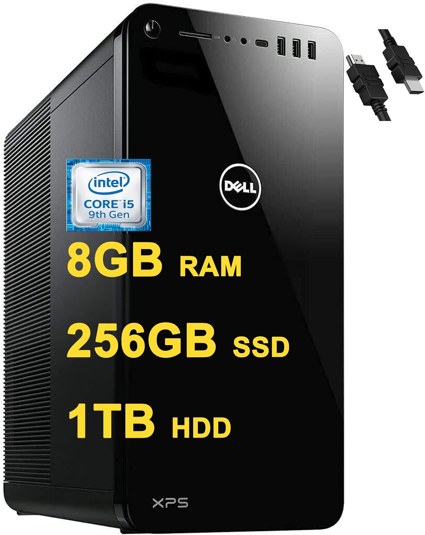 2020 Flagship Dell XPS 8930 Desktop Computer 9th Gen Intel Hexa-Core i5-9400 (Beats i7-7700HQ) 8GB RAM 256GB PCIe SSD 1TB HDD USB-C MaxxAudio WiFi Win10 + iCarp HDMI Cable