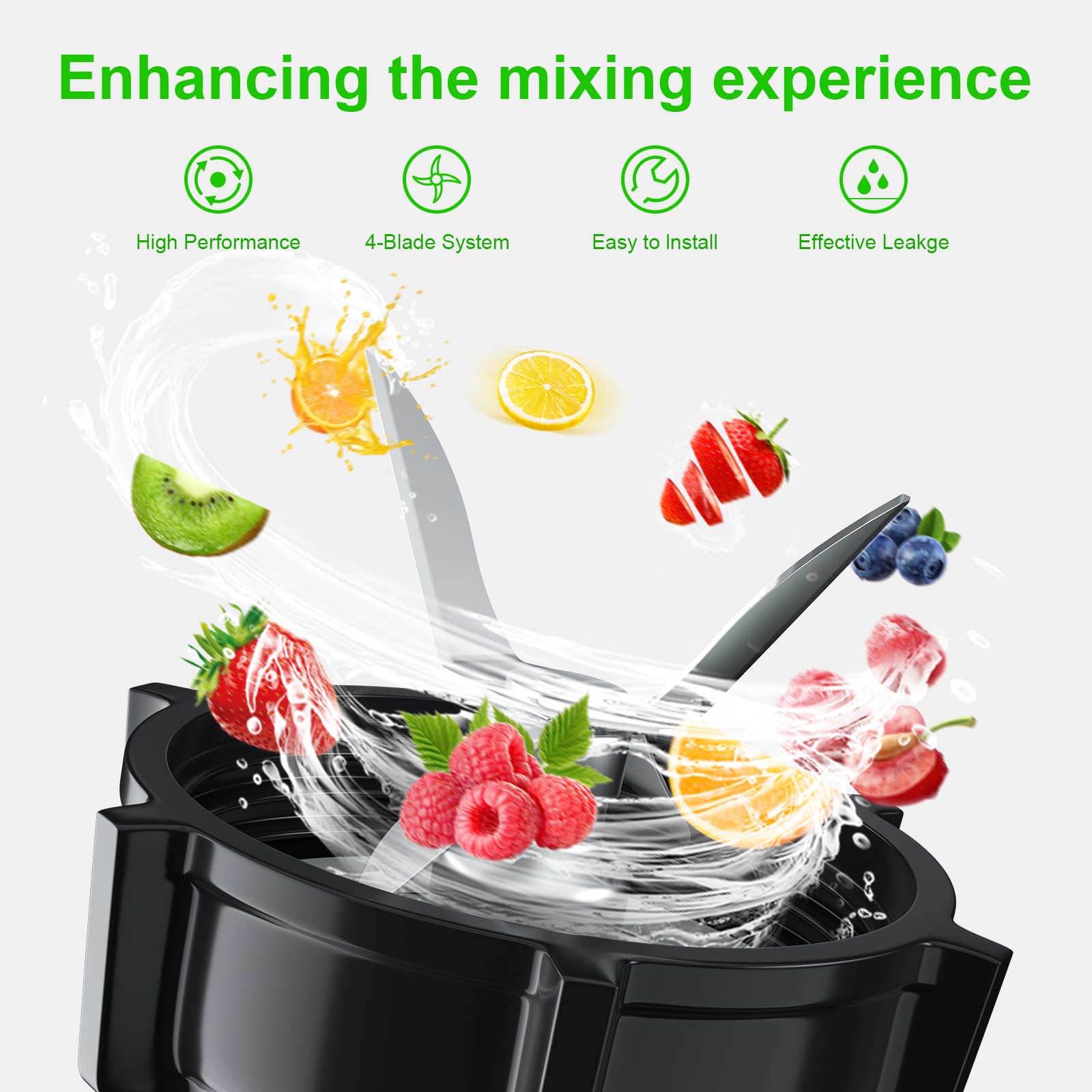 Replacement Parts for Oster Blender Blade Compatible with Oster Blender with ABS Plastics Jar Base Cap and 2 Rubber O Ring Seal Gasket Kit for Oster Blender Replacement Parts