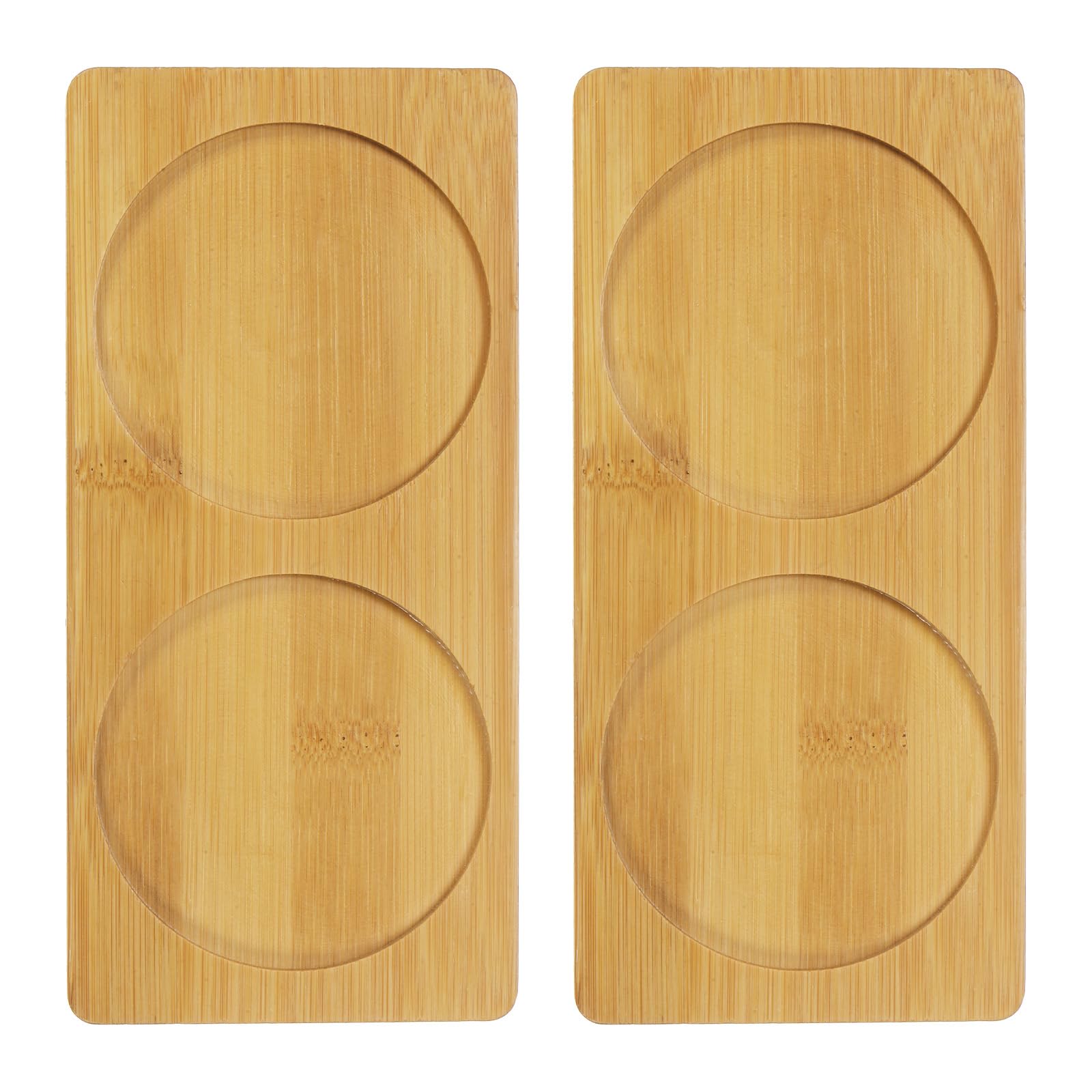 M METERXITY 2-Pack Bamboo Plant Saucer, Plant Saucer Rectangular Bamboo Flower Tray Plant Plates for Flower Pots/Succulent Pots, Planter Pot Tray [Natural Color]