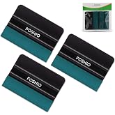 FOSHIO Vinyl Wrap Squeegee 4 Inch with Micro Fiber Suede Felt Edge, Scraper for Window Tinting, Sign Making and Sticker Wrap Application Tools, Pack of 3 Black Felt Squeegee for Vinyl
