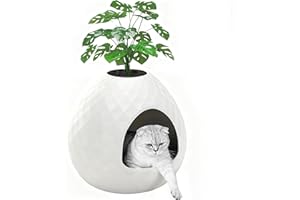 KFY Hidden Cat Litter Box Enclosure with Removable Planter Top Plant Litter Box Hidden Litter Box Vented for Odor Control Multi-Functional for Living Room Indoor White
